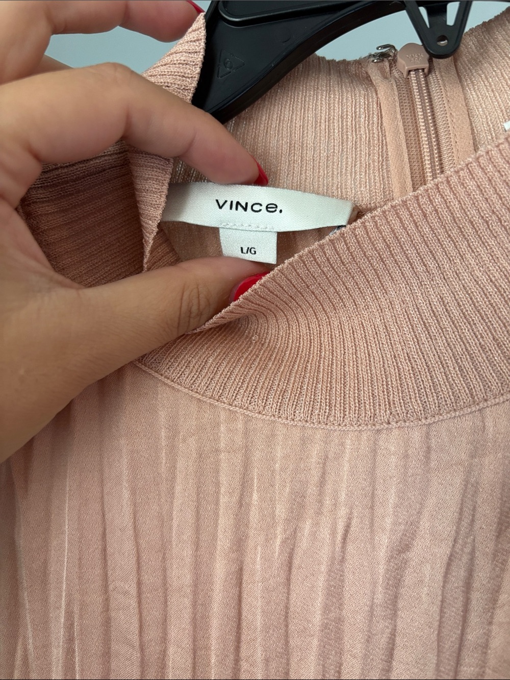 Vince | L Women's Pleated Short Sleeve Top - Blush Pink - Picture 2 of 5